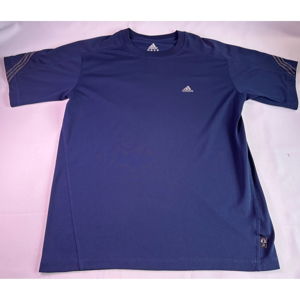 Adidas Men's Medium Athletic Training T-Shirt‎ Three Stripe Navy Blue Activewear